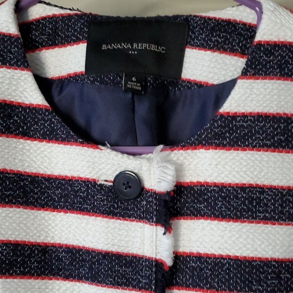 Banana Republic red white blue blazer 6 - Picture 2 of 6
